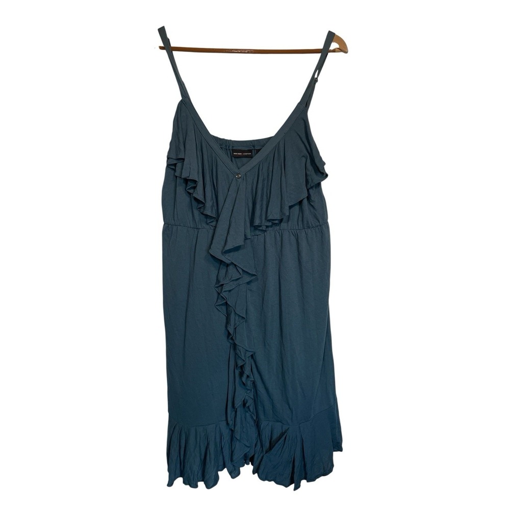 New York & Company Blue Ruffle Dress Sleeveless‎ Casual Sundress